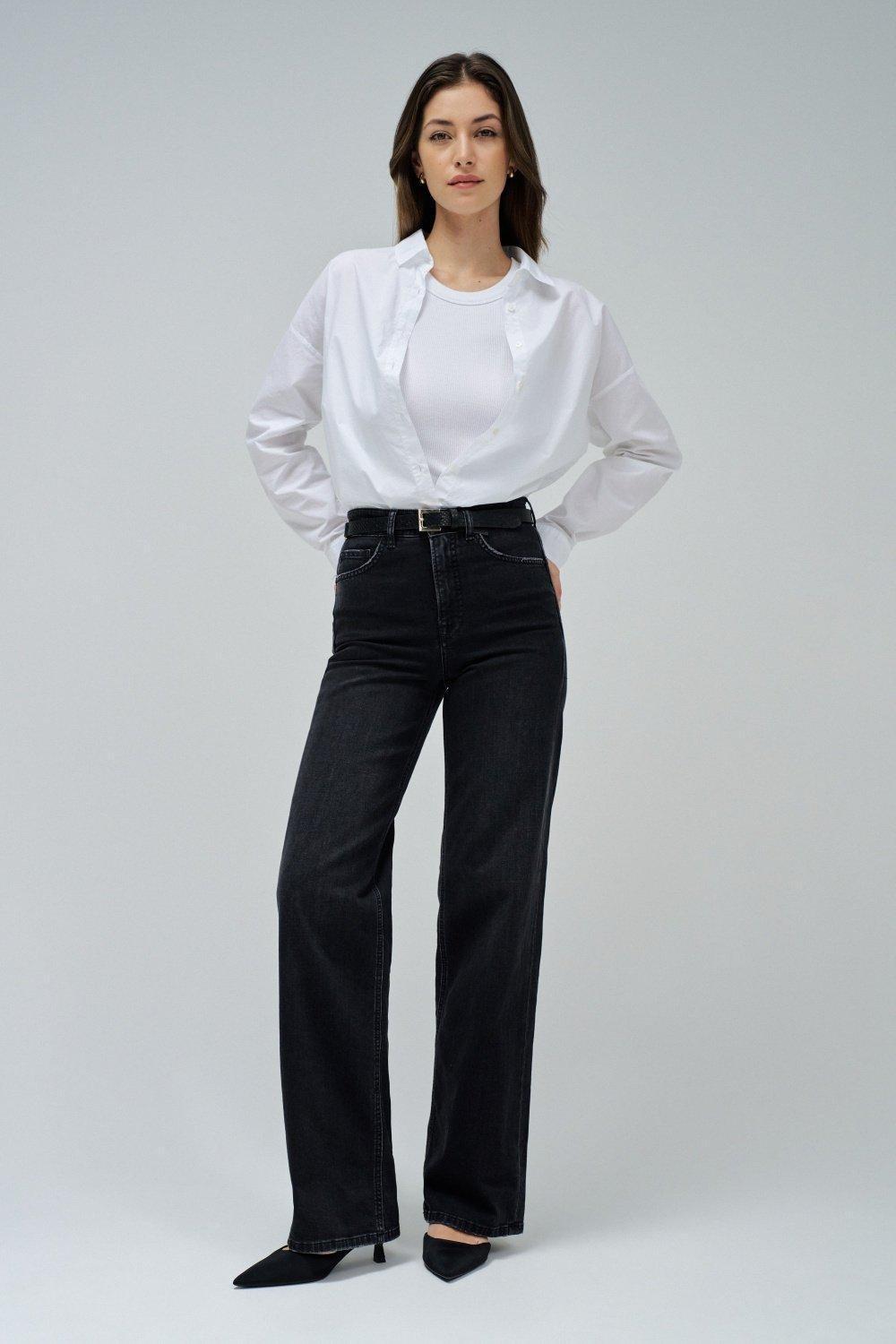 Faith Push In Wide Jeans, Black, large image number 4