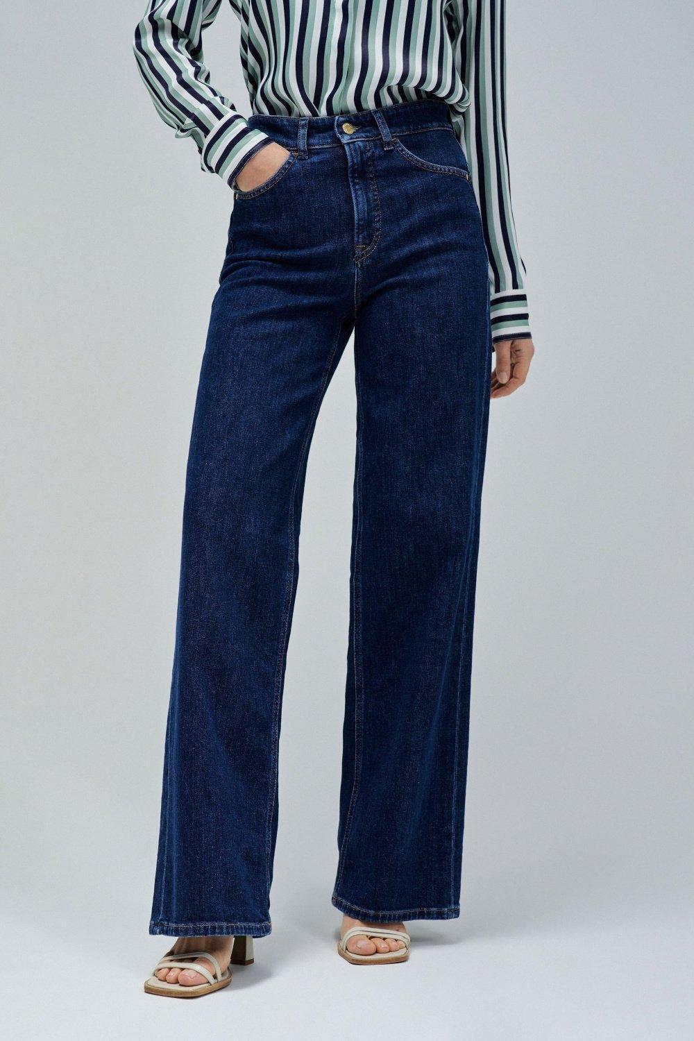 Jeans Faith Push In Wide, Navy, medium