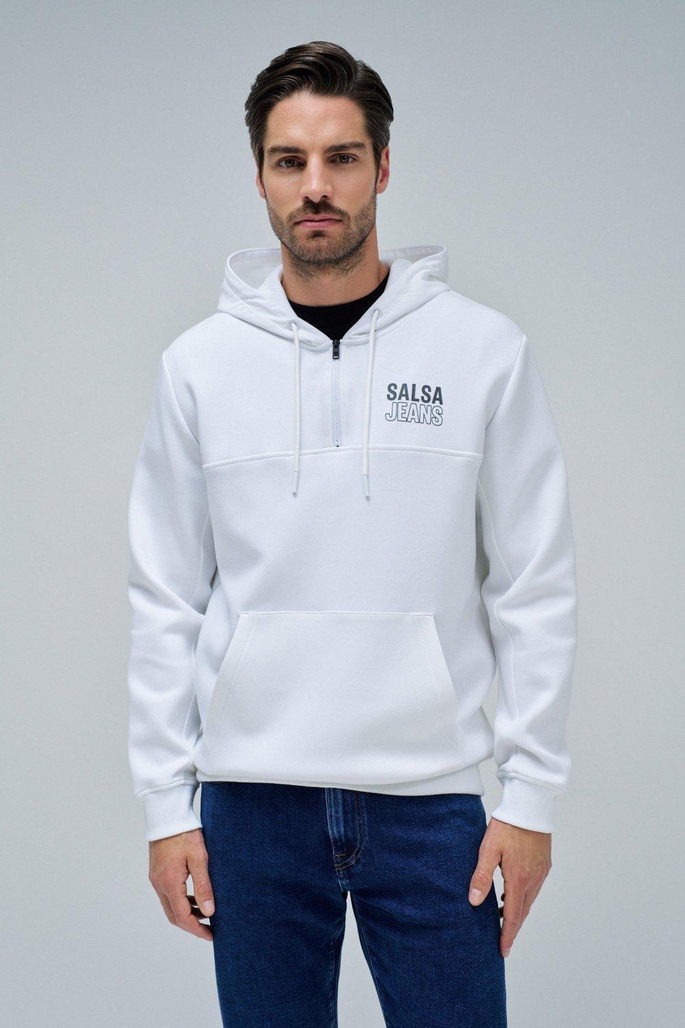 Hoodie With Zip, White, medium
