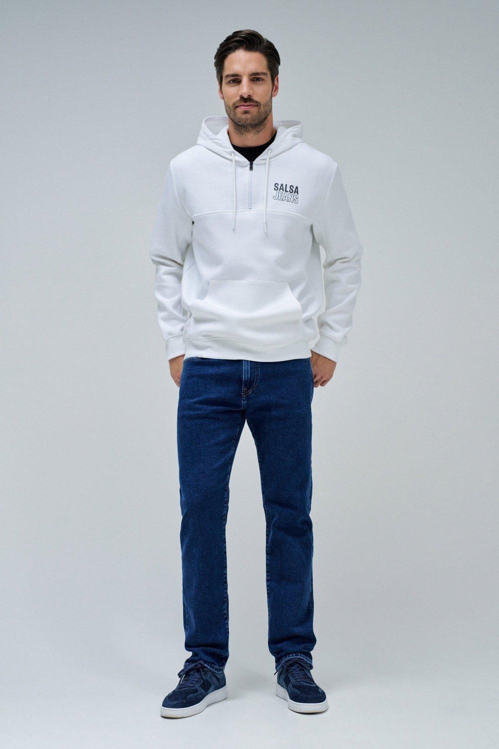 Hoodie With Zip, White, medium