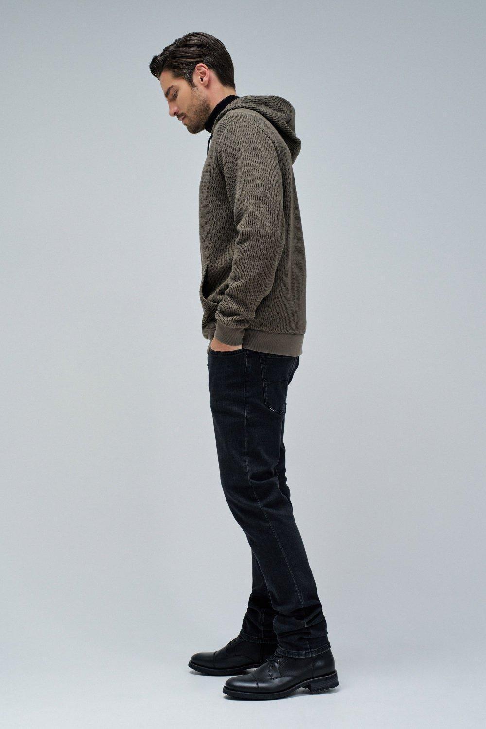 Textured Knit Hoodie, Green, large image number 2