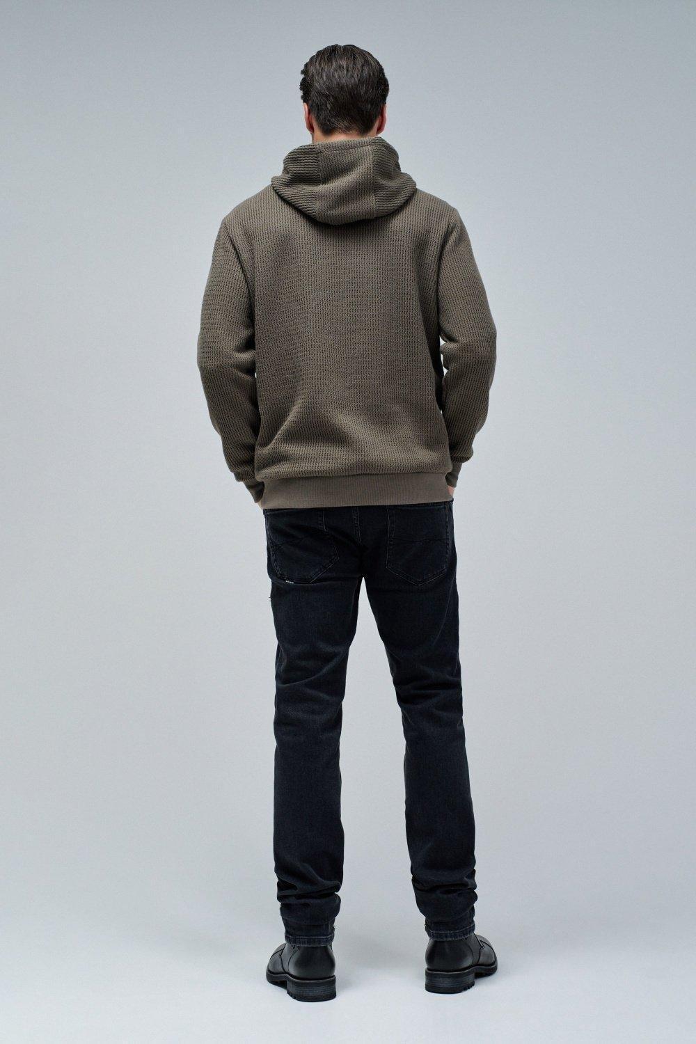 Textured Knit Hoodie, Green, large image number 3