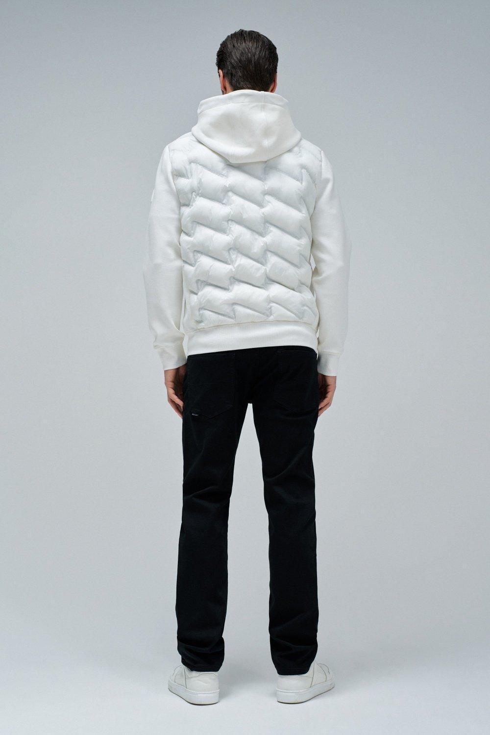 Padded Coat With Mixed Materials, Pearl, large image number 3