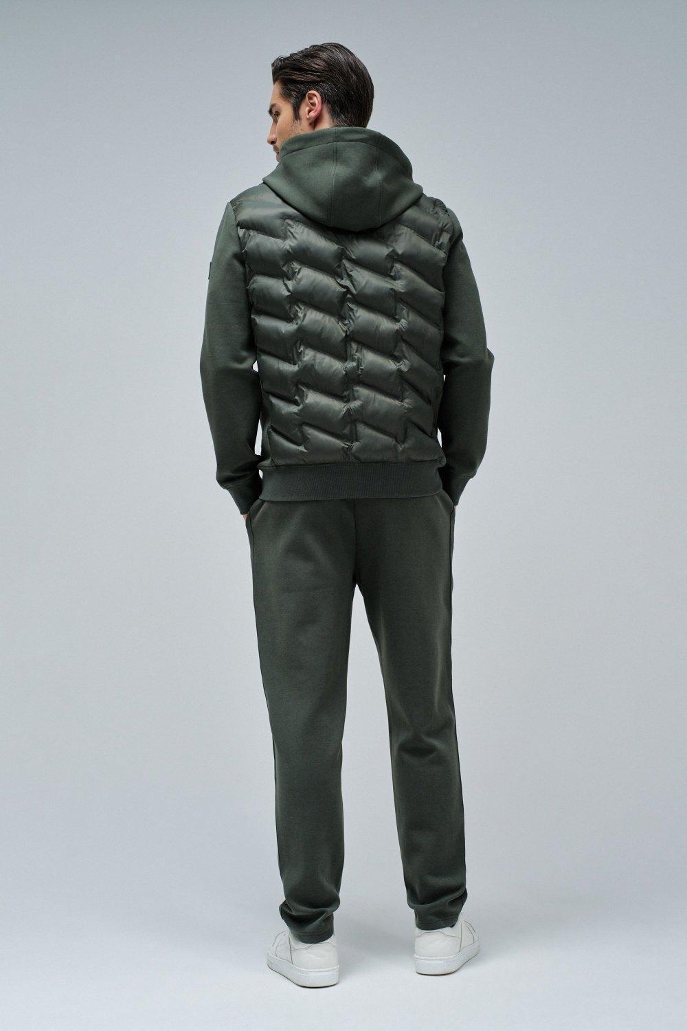 Padded Coat With Mixed Materials, Green, large image number 3