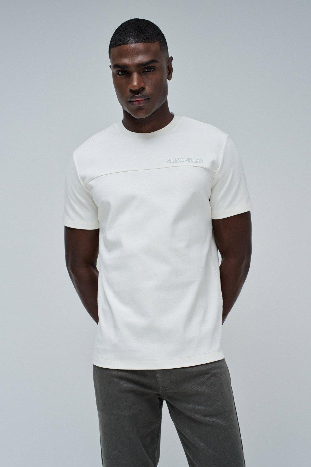 T-Shirt With Branding , Pearl, medium