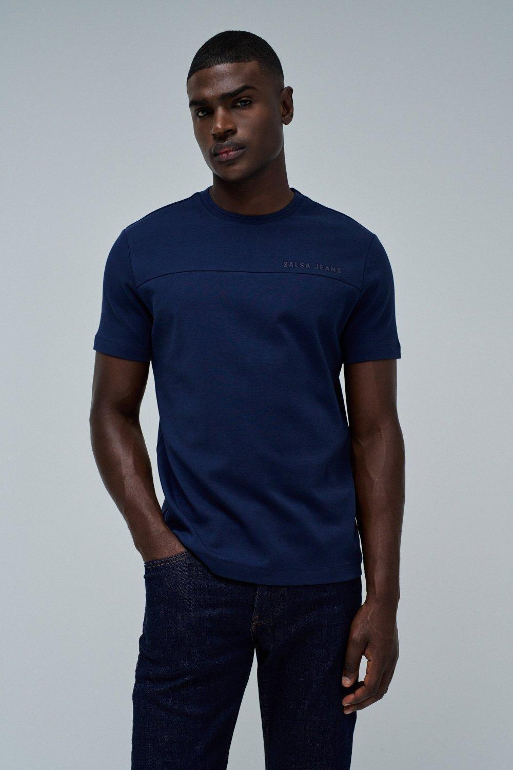 T-Shirt With Branding , Navy, large image number 0