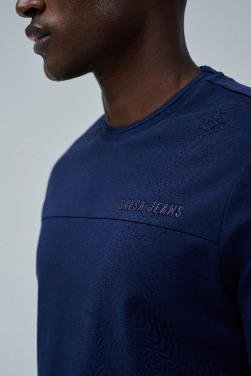 T-Shirt With Branding , Navy, large image number 4