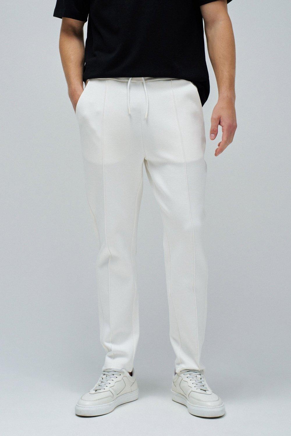 Scuba Interlock Joggers Mix Materials, Pearl, medium