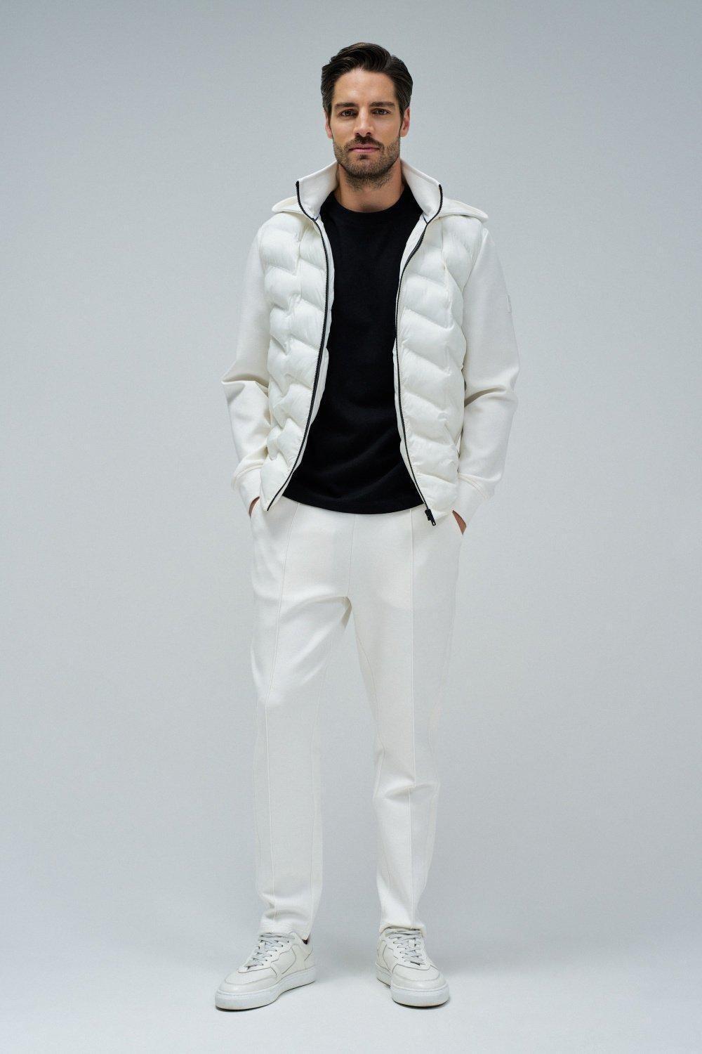 Scuba Interlock Joggers Mix Materials, Pearl, medium