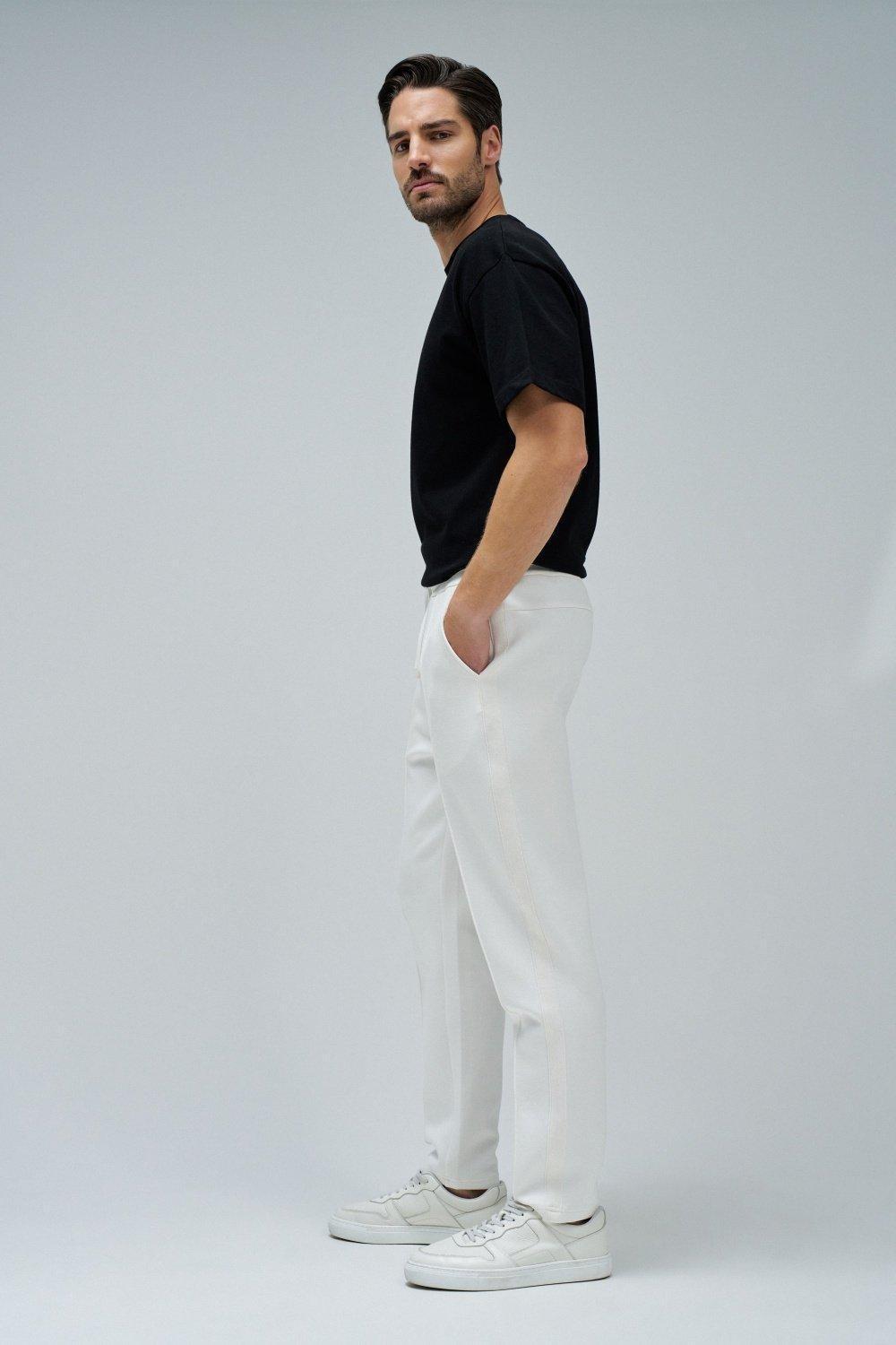 Scuba Interlock Joggers Mix Materials, Pearl, medium
