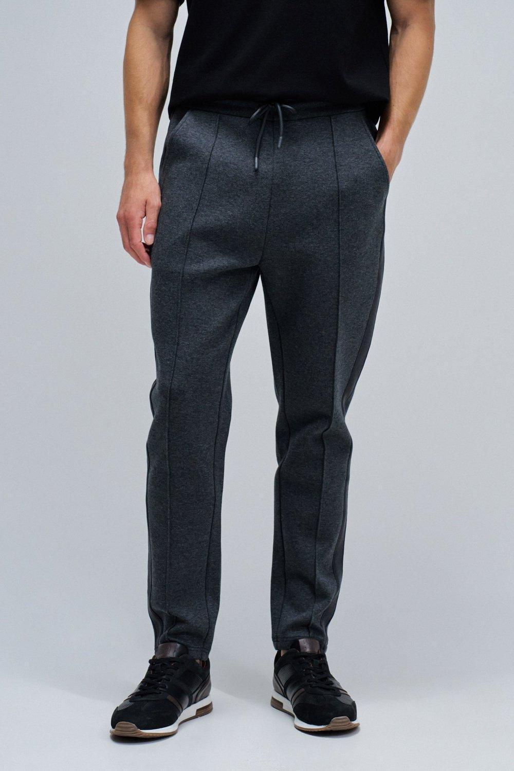 Scuba Interlock Joggers Mix Materials, Grey, medium