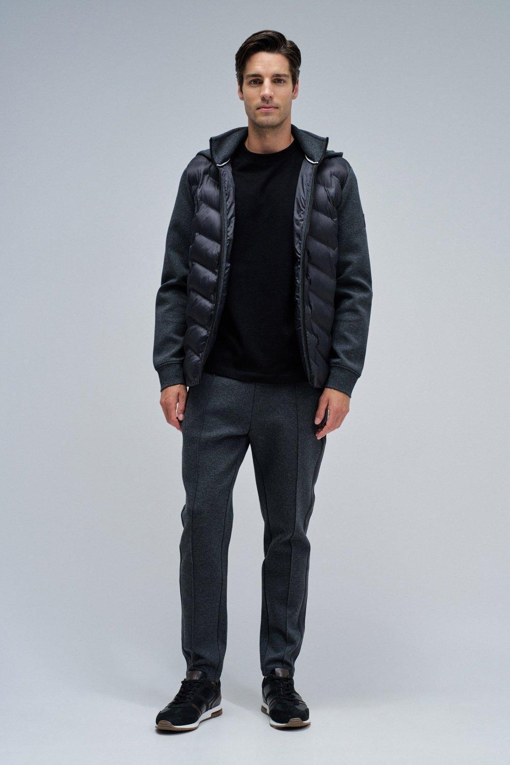 Scuba Interlock Joggers Mix Materials, Grey, medium
