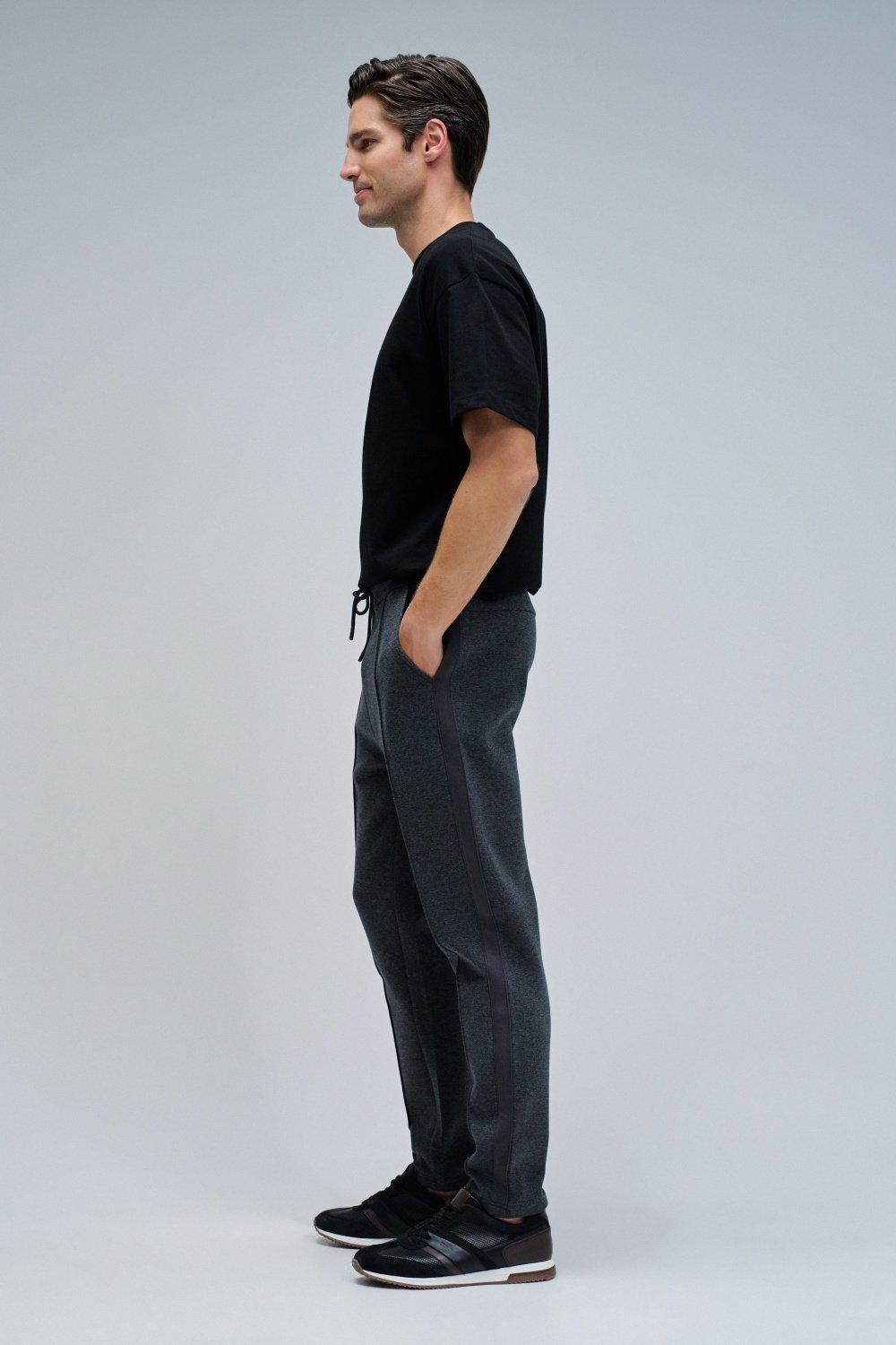 Scuba Interlock Joggers Mix Materials, Grey, medium