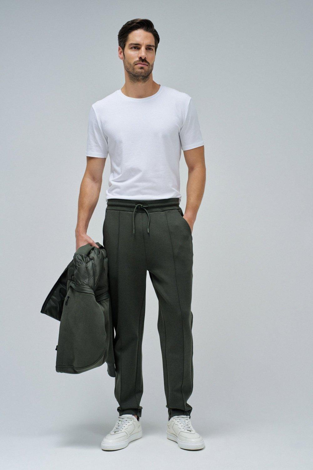 Scuba Interlock Joggers Mix Materials, Green, medium