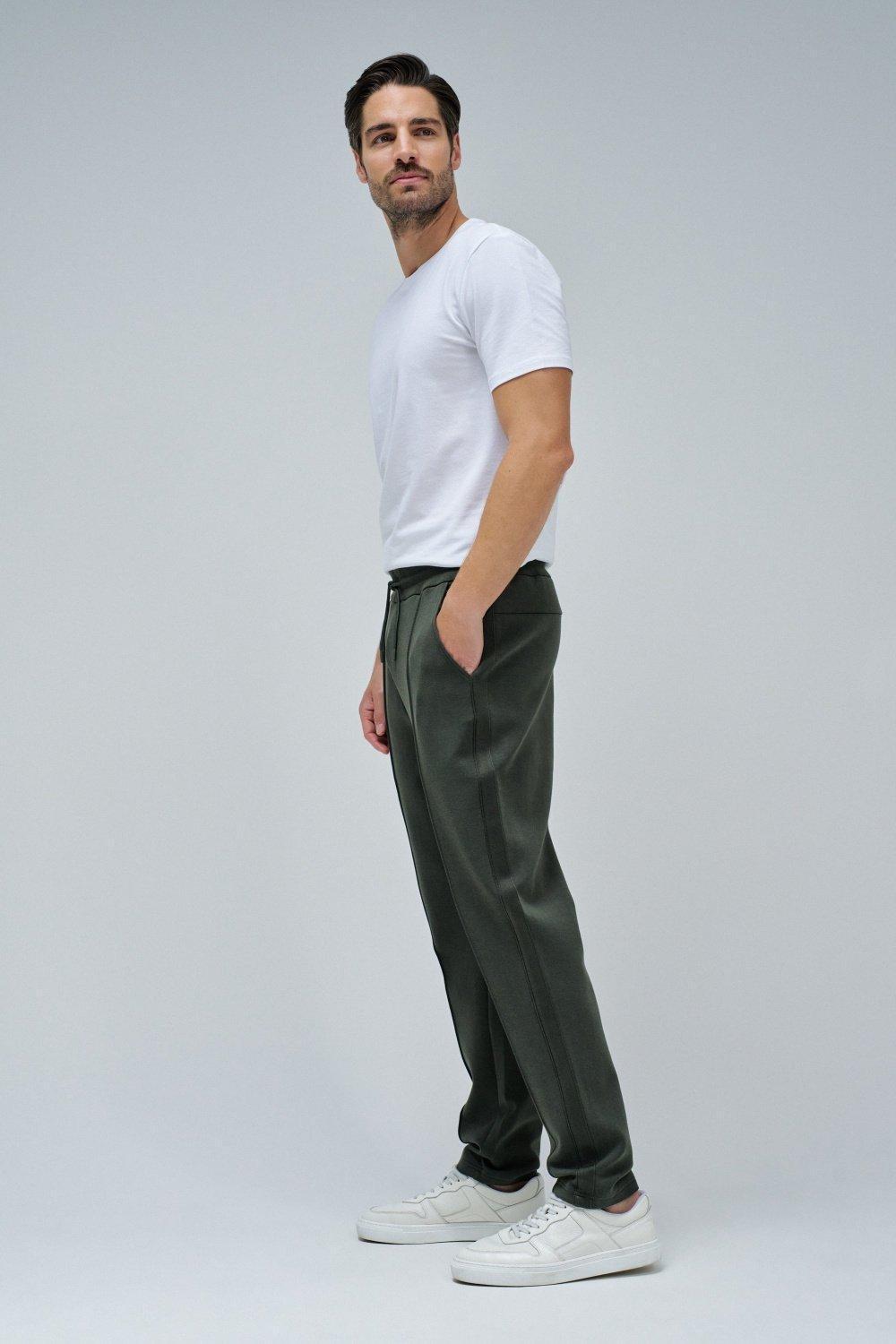 Scuba Interlock Joggers Mix Materials, Green, medium