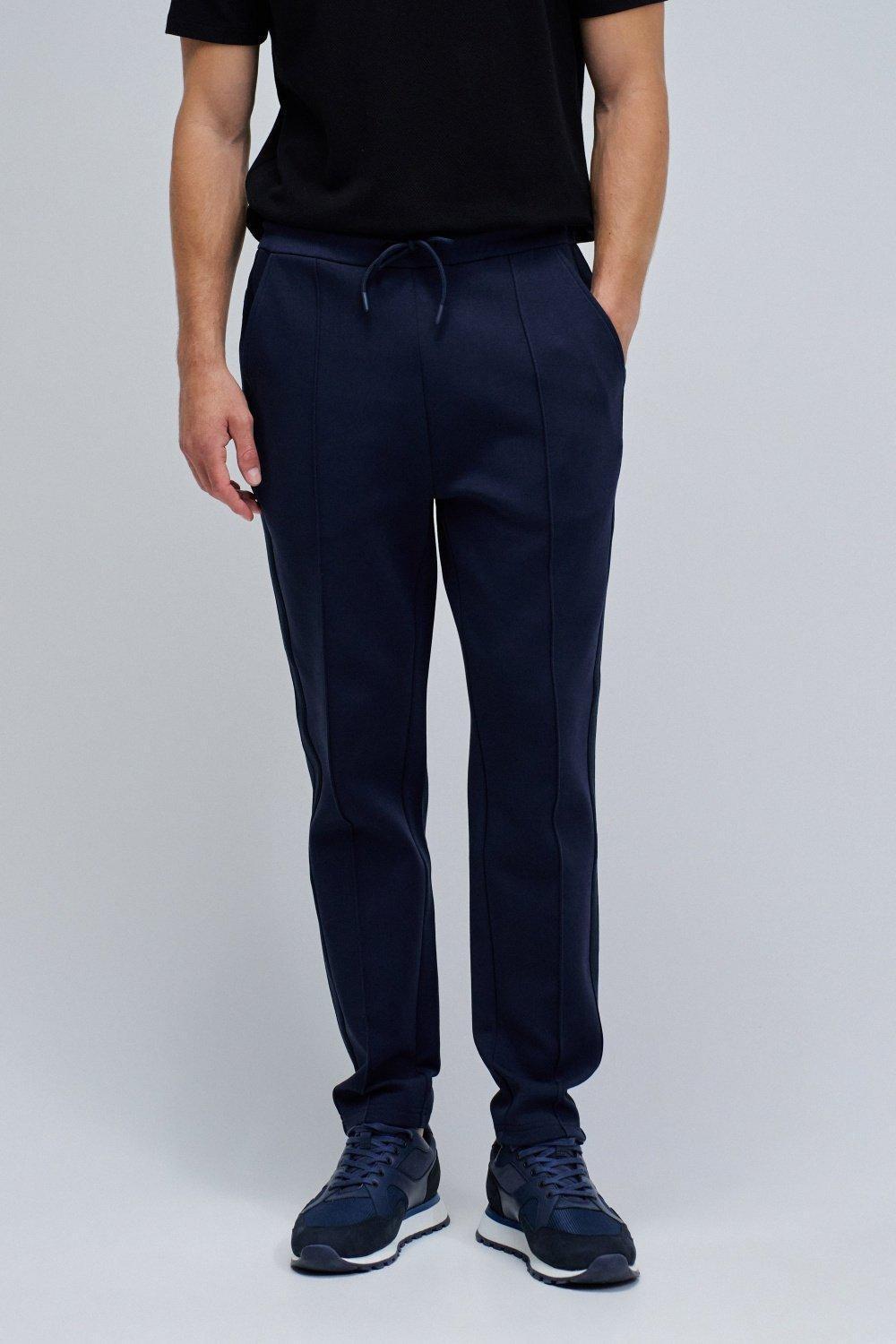 Scuba Interlock Joggers Mix Materials, Navy, medium