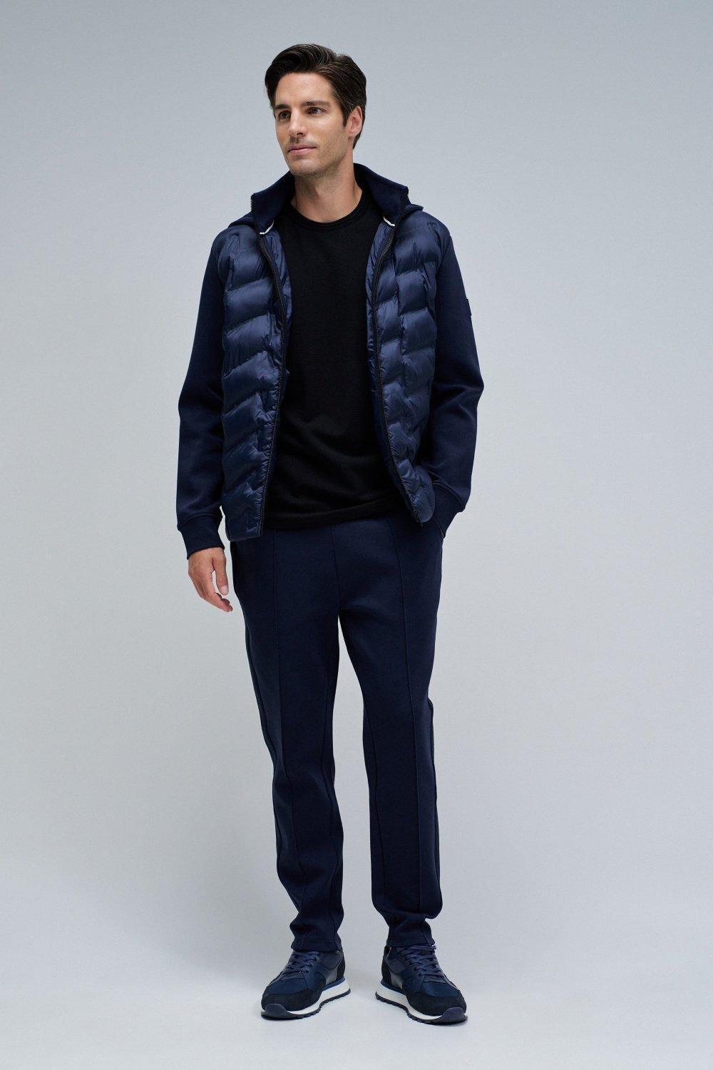 Scuba Interlock Joggers Mix Materials, Navy, large image number 1