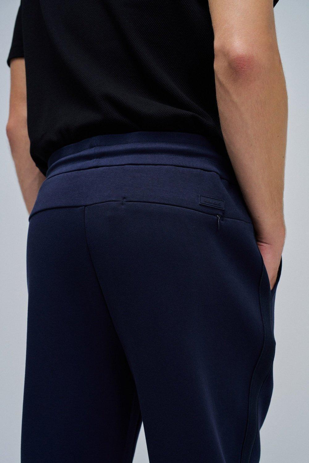 Scuba Interlock Joggers Mix Materials, Navy, large image number 4