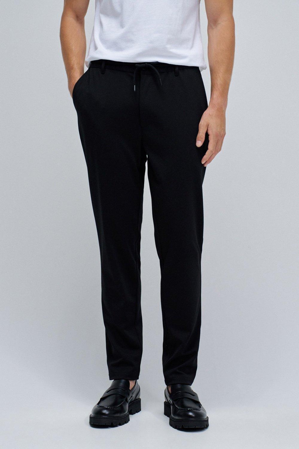 Interlock Drawstring Joggers, Black, medium