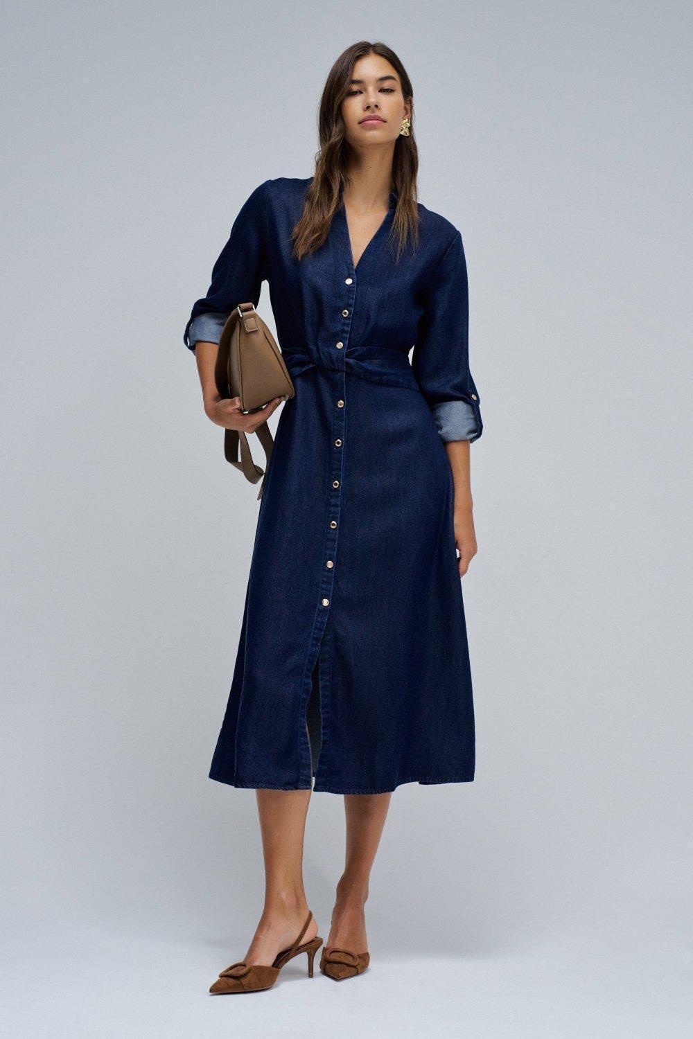 Dress In Lightdenim, Navy, large image number 0