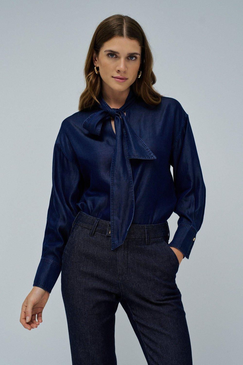 Lightdenim Blouse , Dark Blue, large image number 0