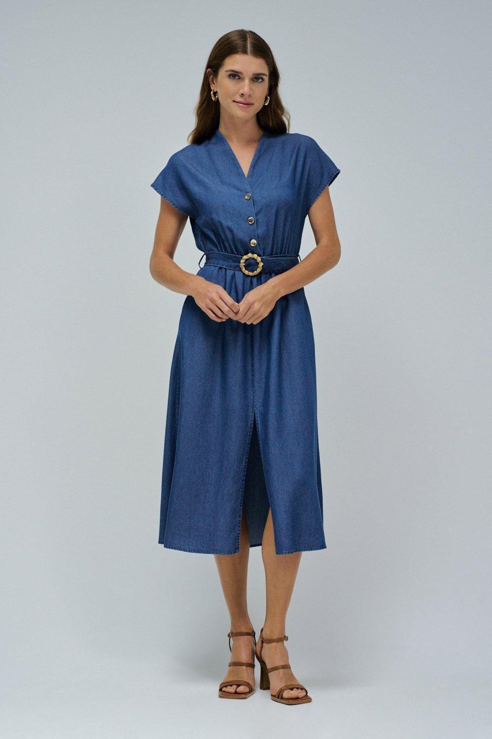 Dress In Light Denim , Blue, medium