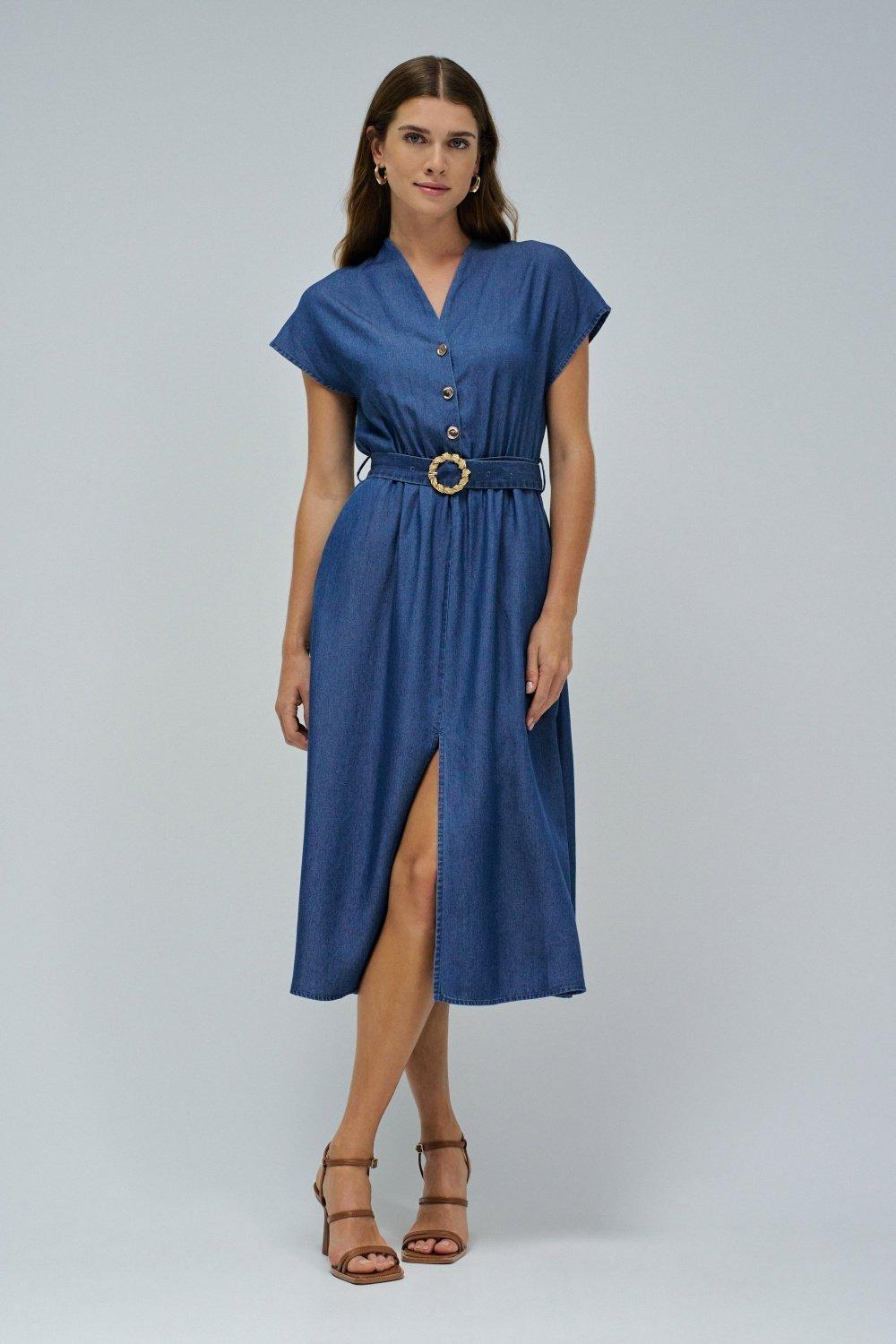 Dress In Light Denim , Blue, medium