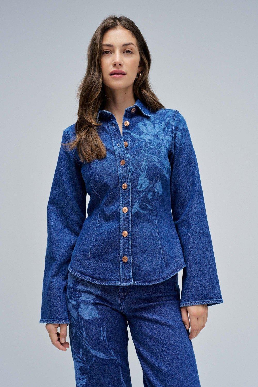 Denim Shirt, Navy, large image number 0