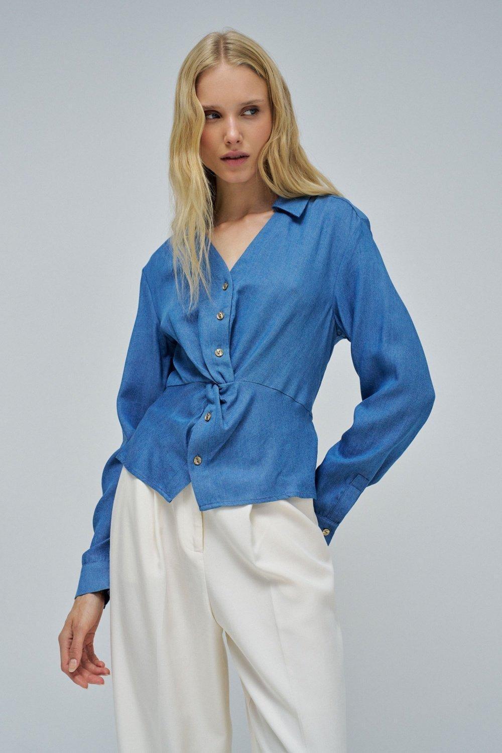 LIGHTDENIM BLOUSE, Navy, large image number 0