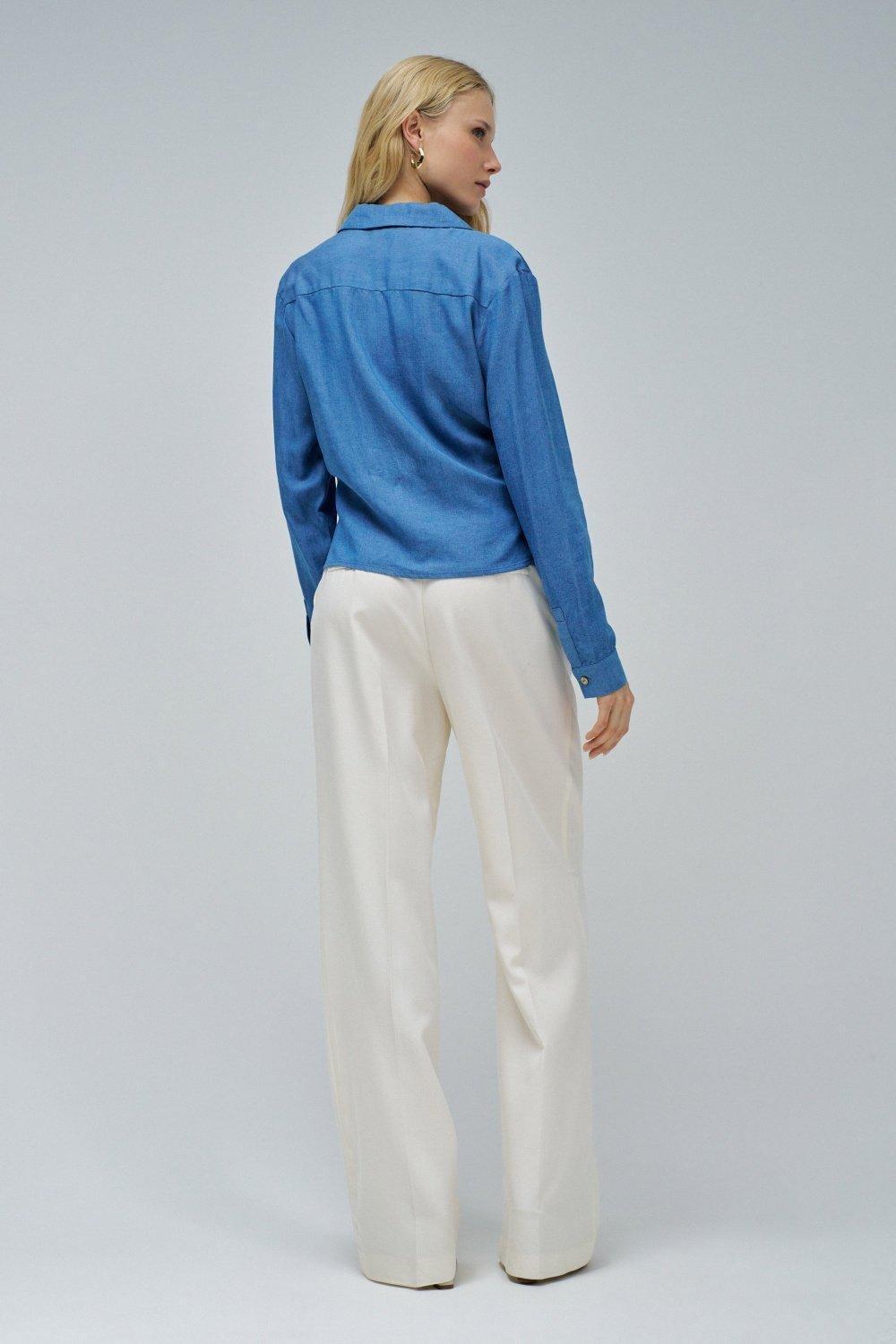 LIGHTDENIM BLOUSE, Navy, large image number 3