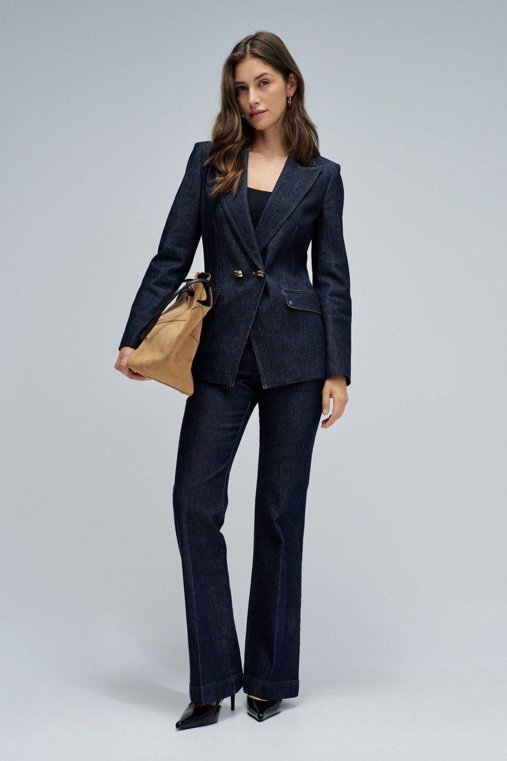 DARK BLUE DENIM BLAZER, , large image number 1