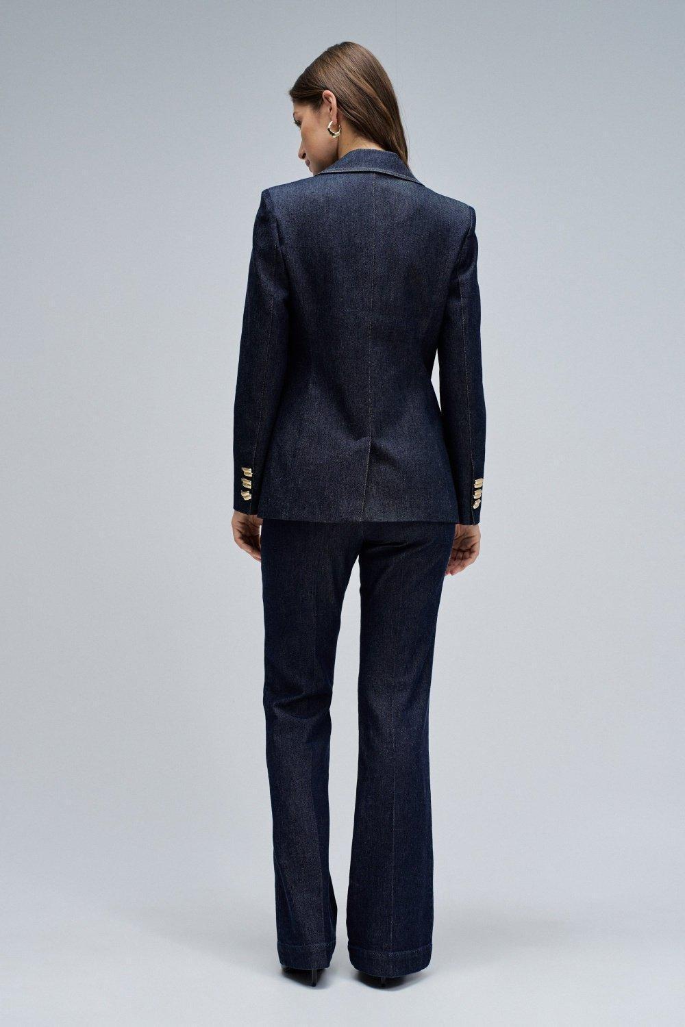 DARK BLUE DENIM BLAZER, , large image number 3