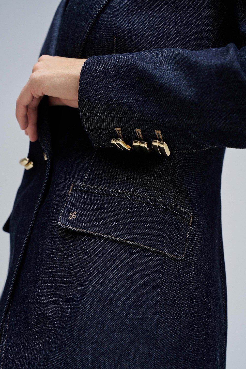DARK BLUE DENIM BLAZER, , large image number 4