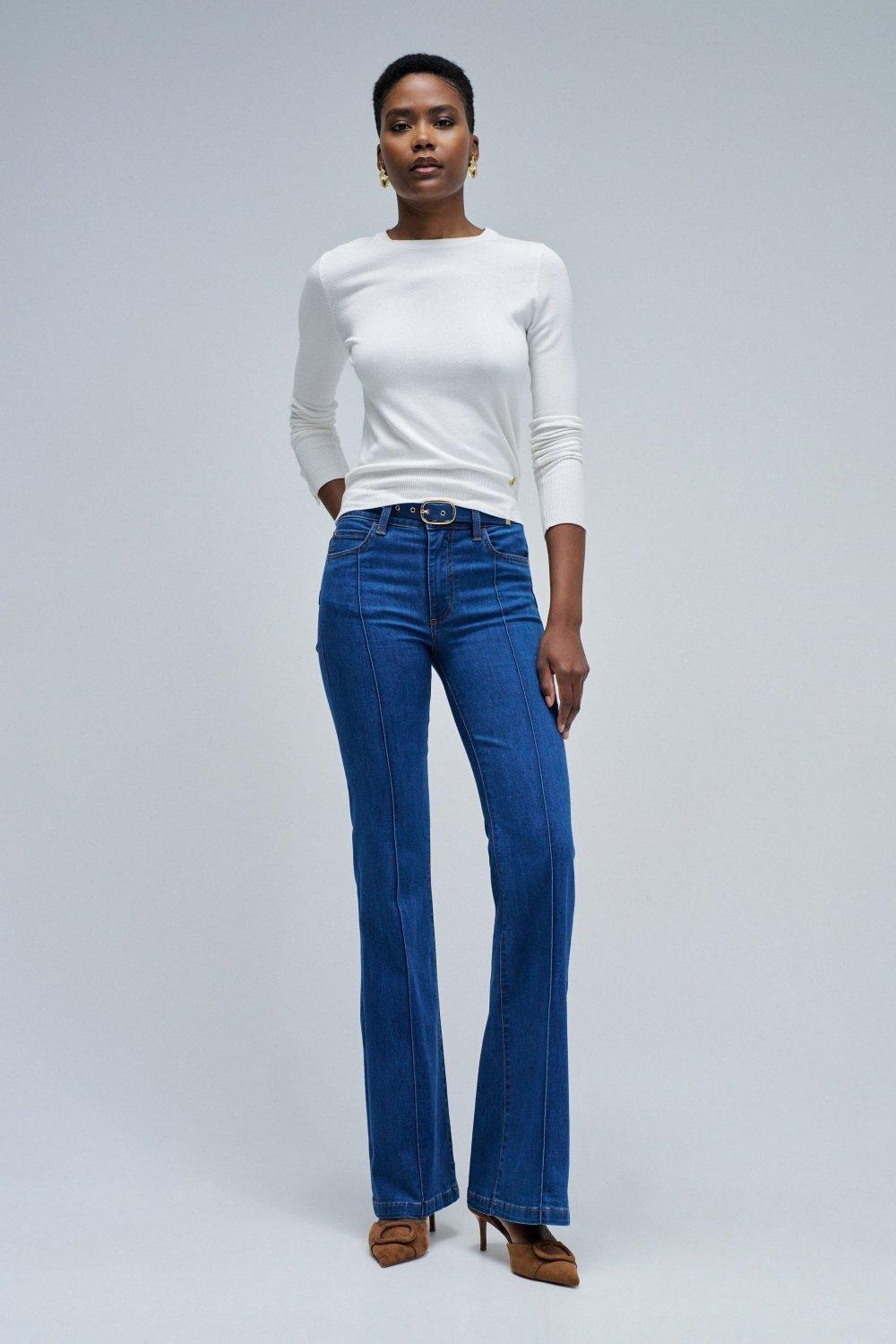 Destiny Push Up Flare Jeans , Blue, large image number 1