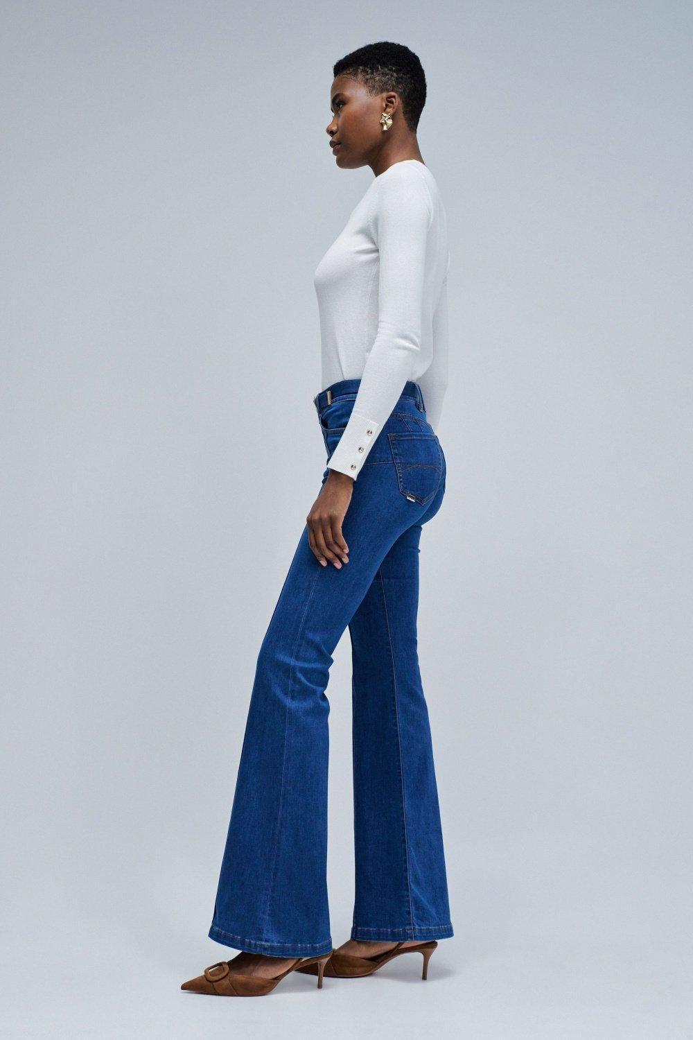 Destiny Push Up Flare Jeans, Blue, medium