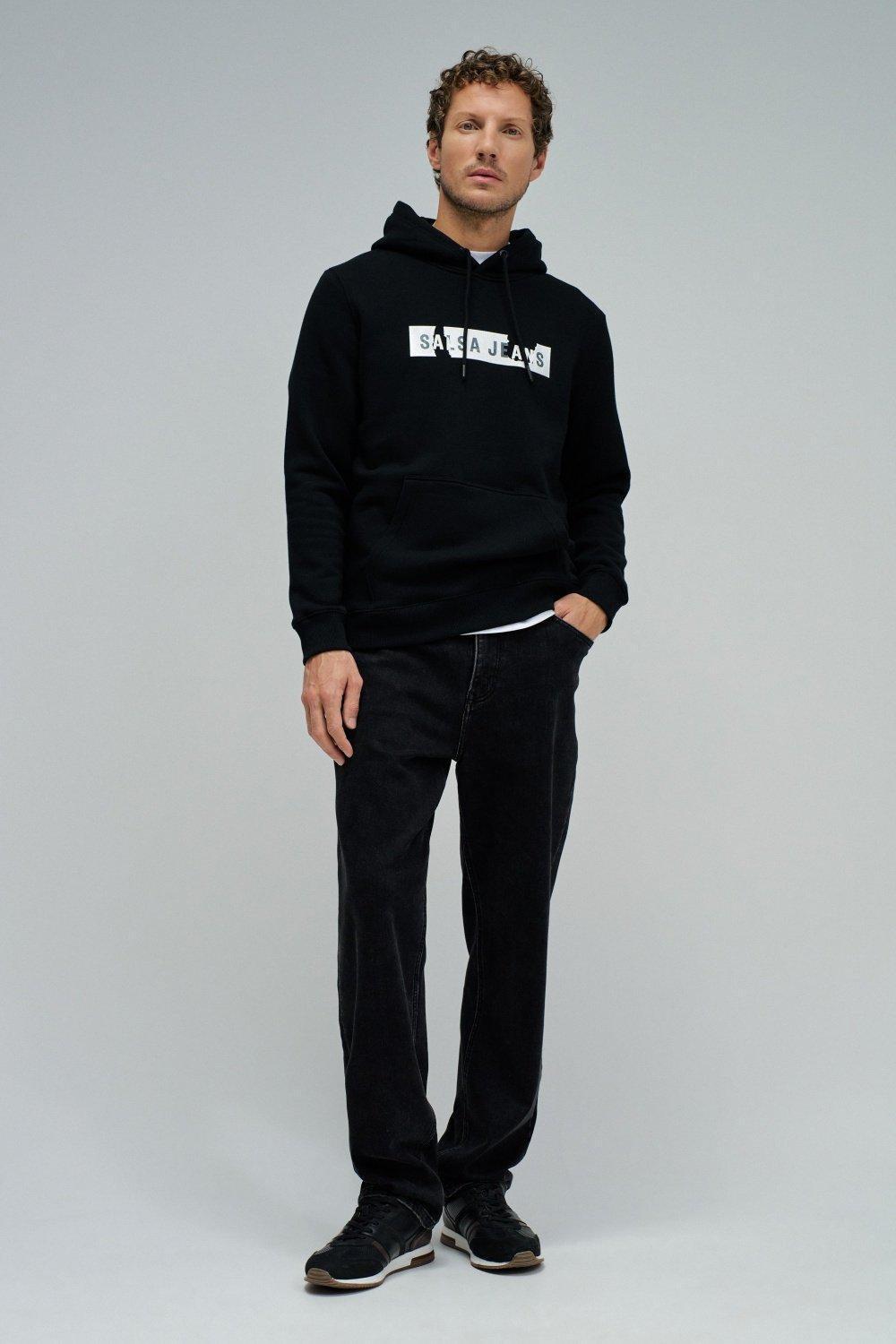 Hoodie Com Branding, Black, medium