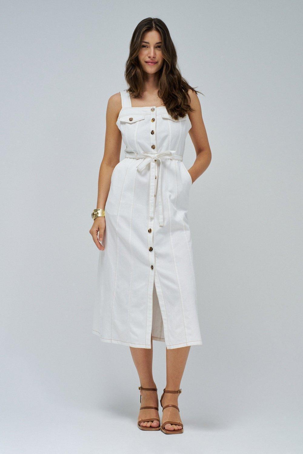 Midi Lightdenim Dress&nbsp;, Pearl, medium