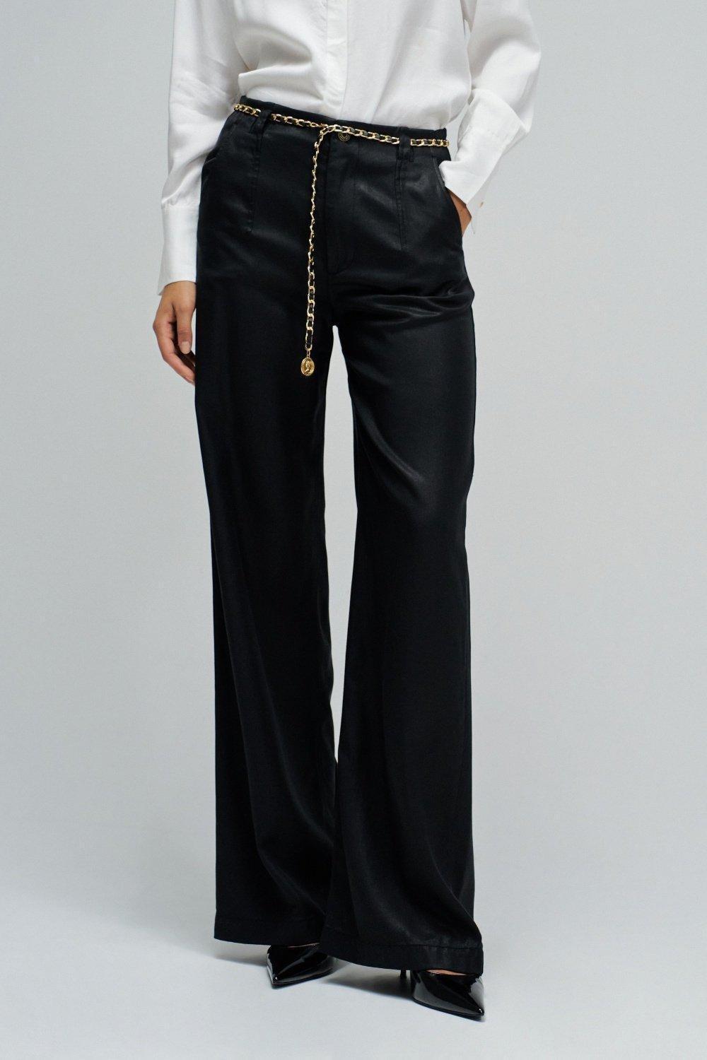 Lightdenim Trousers With Wide Leg, Dark Blue, medium