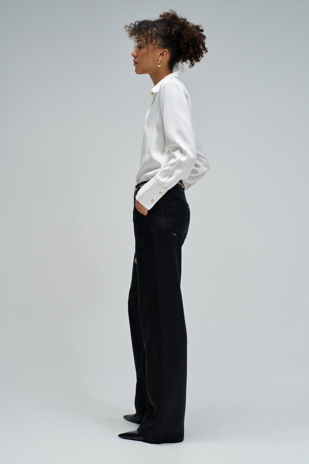 Lightdenim Trousers With Wide Leg, Dark Blue, medium