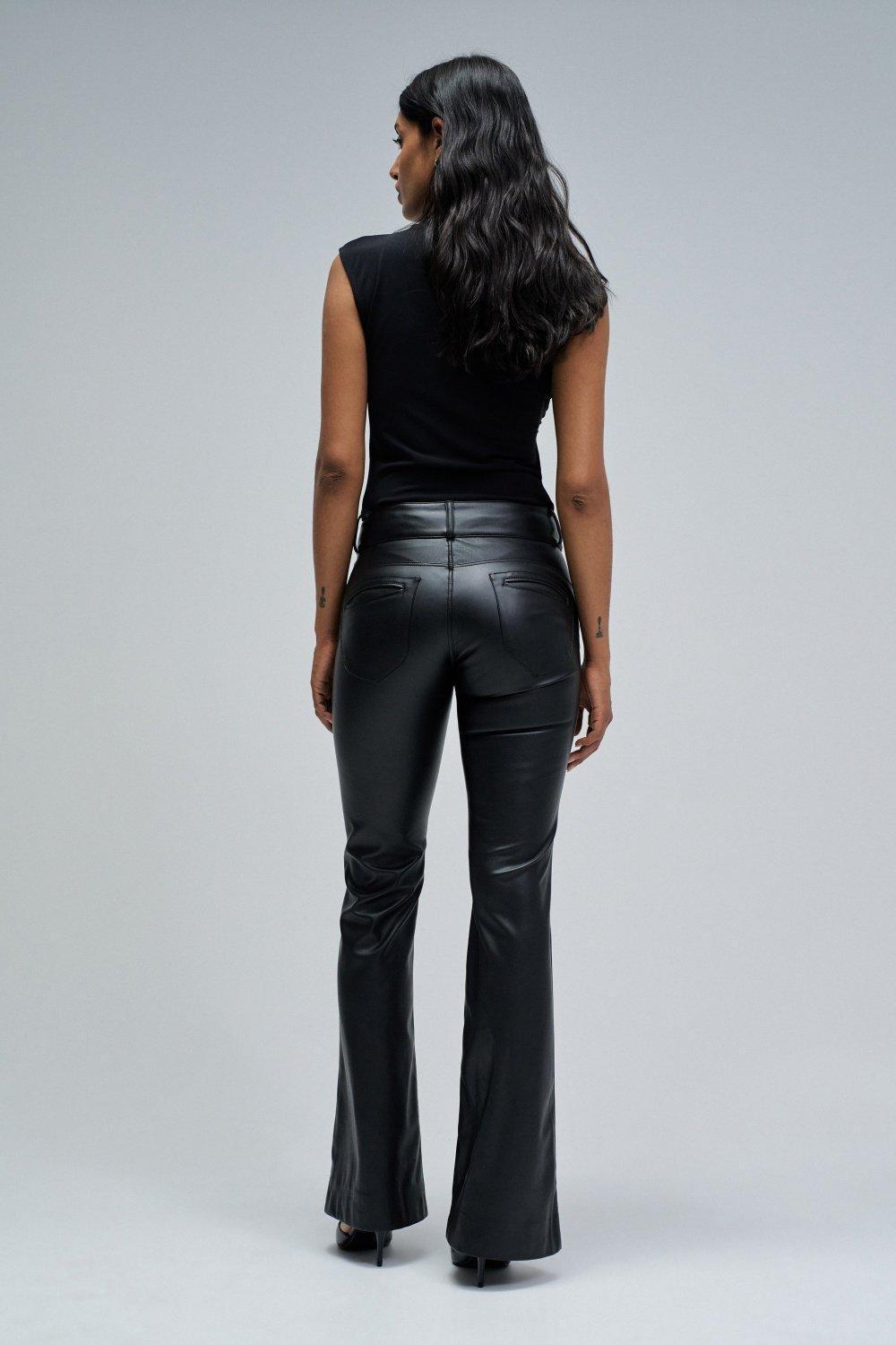 Secret Chino Push In Flare Leather Effect, Black, large image number 3