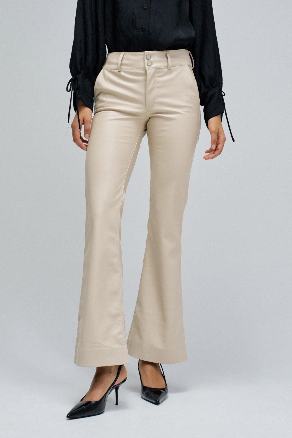Secret Chino Push In Flare Leather Effect, Beige, medium