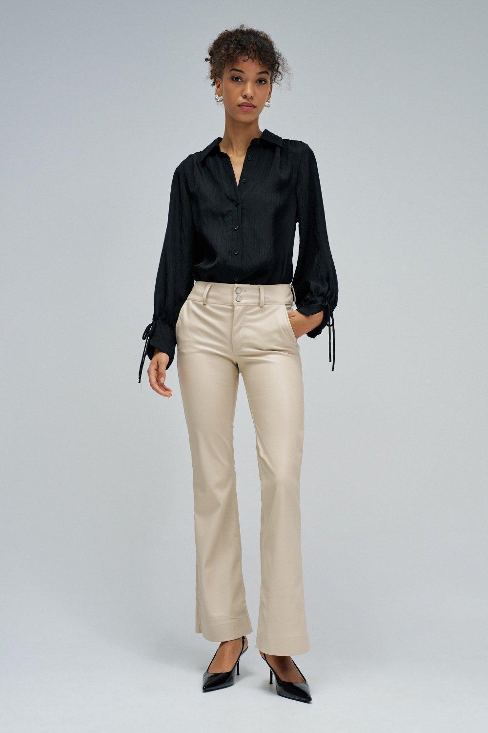 Secret Chino Push In Flare Leather Effect, Beige, medium