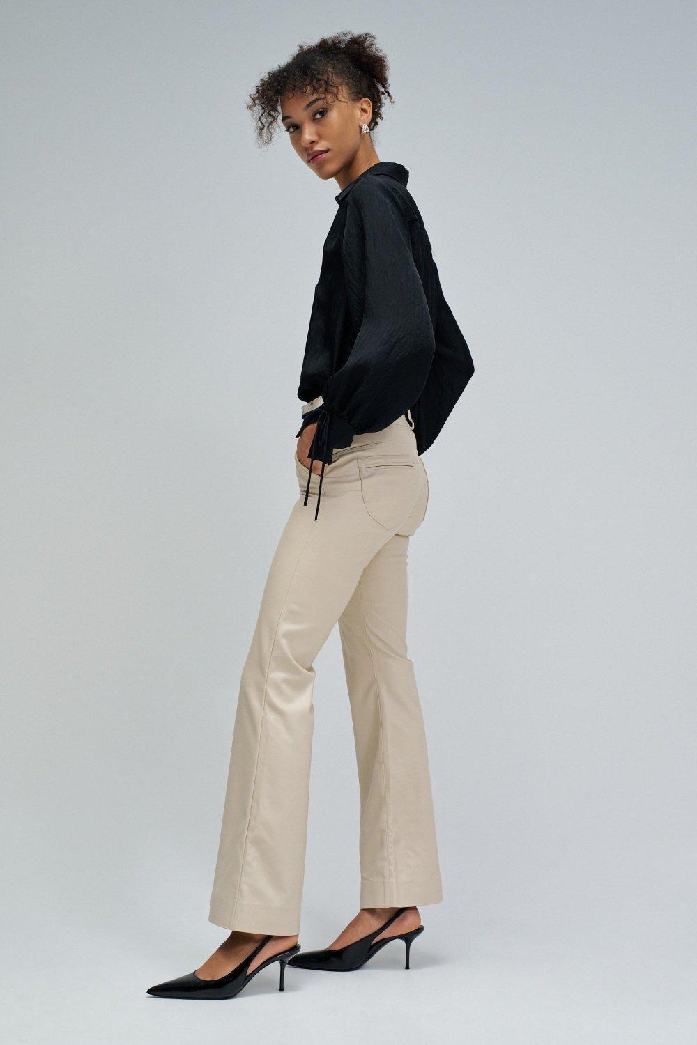 Secret Chino Push In Flare Leather Effect, Beige, medium