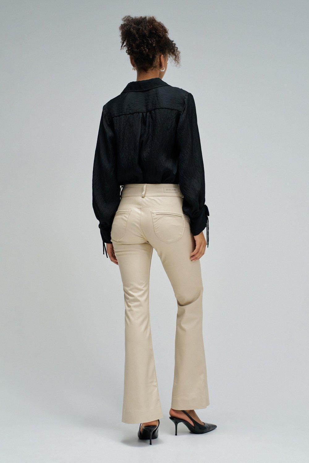Secret Chino Push In Flare Leather Effect, Beige, large image number 3