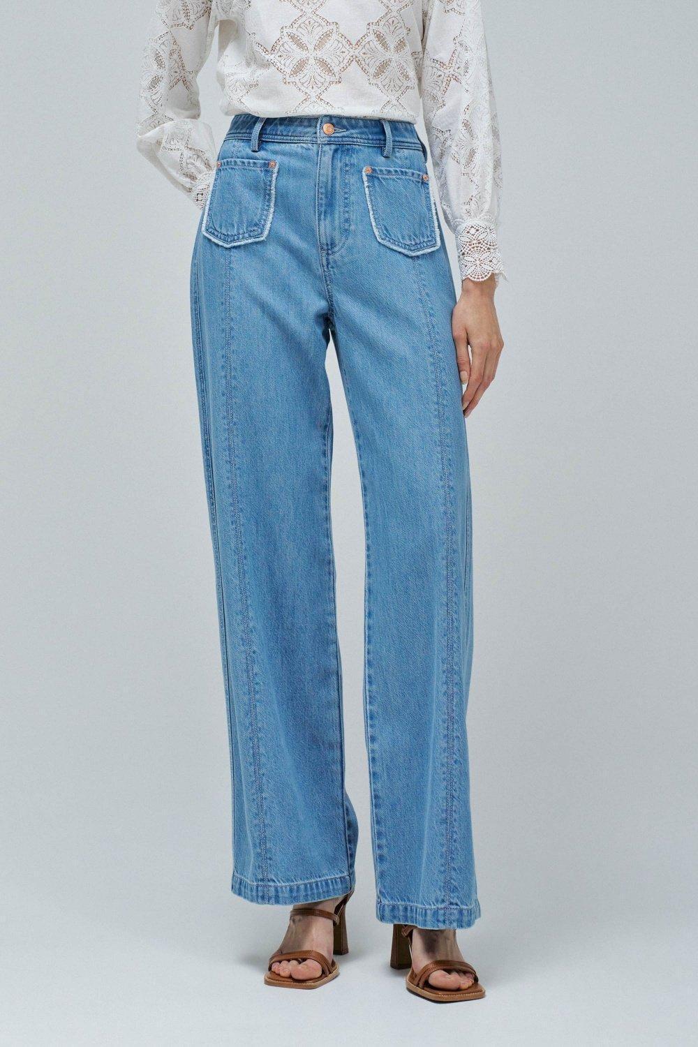 Wide Leg Jeans In Light denim, Blue, large image number 0