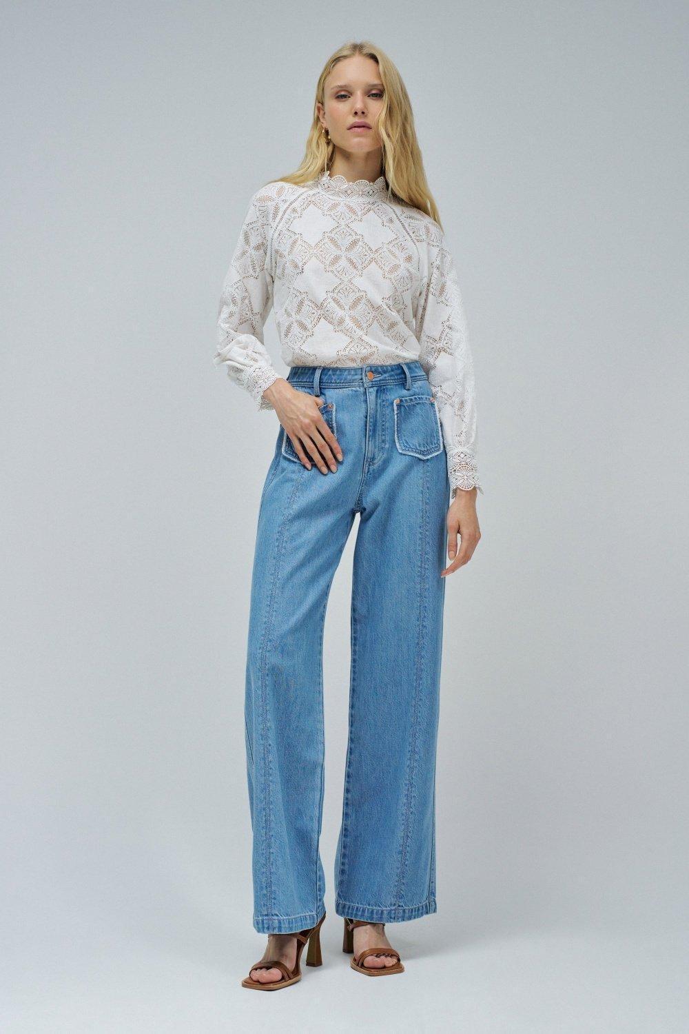 Wide Leg Jeans In Light denim, Blue, large image number 1