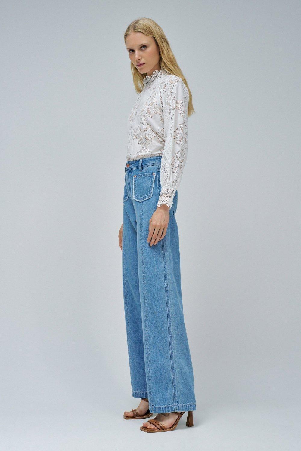 Wide Leg Jeans In Light denim, Blue, large image number 2