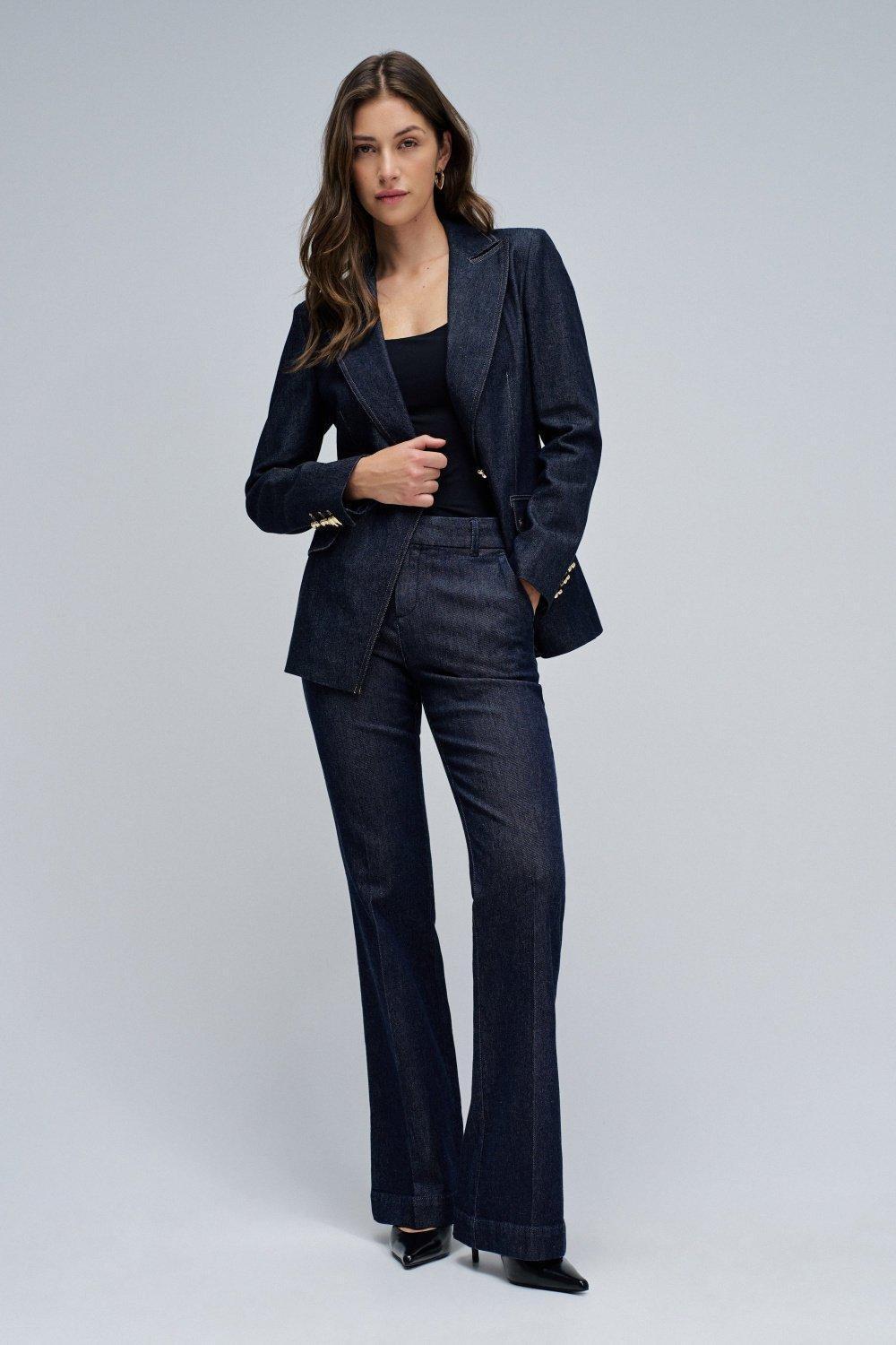 Chino Flare In Lightdenim Trousers, Dark Blue, large image number 1