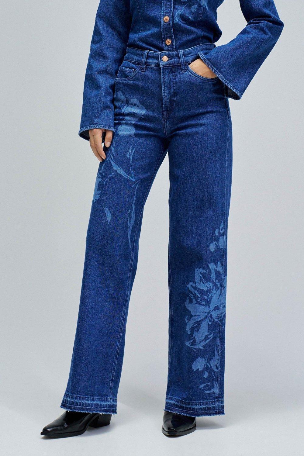Faith Push In Wide Jeans, Navy, medium