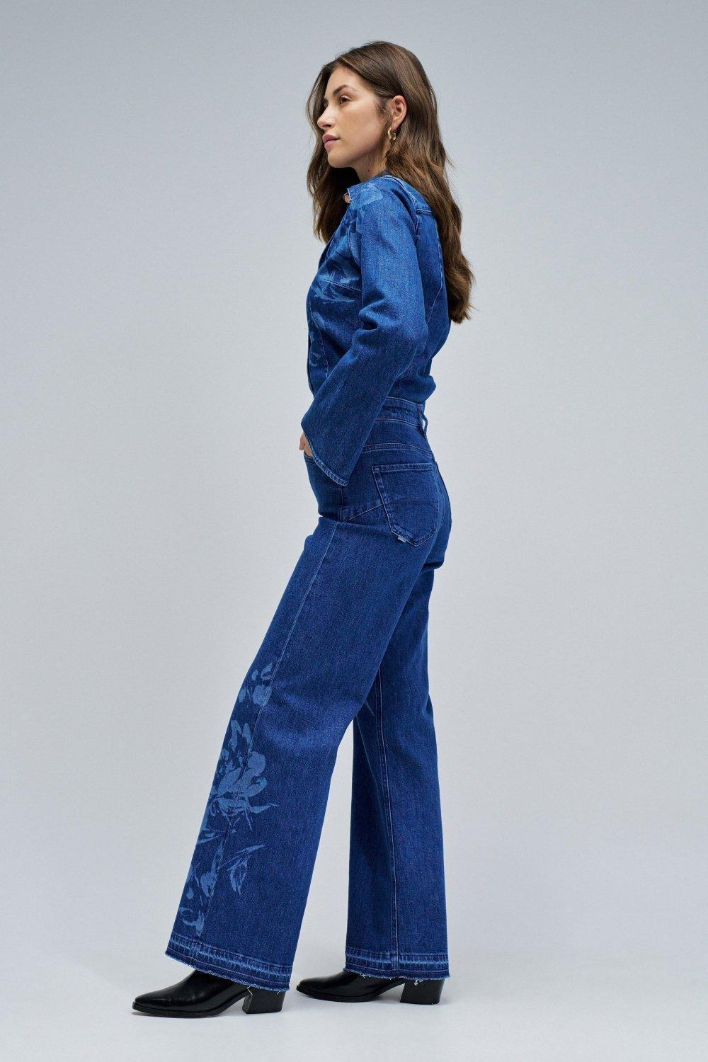 Faith Push In Wide Jeans , Navy, medium